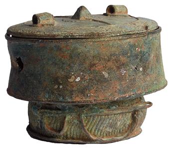 (SLAVERY AND ABOLITION--WEST AFRICA.) A fine excavated lost wax bronze Kuduo ritual burial jar, made for a King, or someone of great